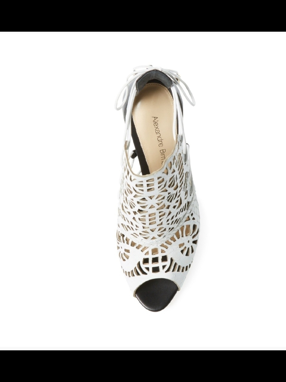 Alexandre Birman White Laser-Cut Peep-Toe Heel